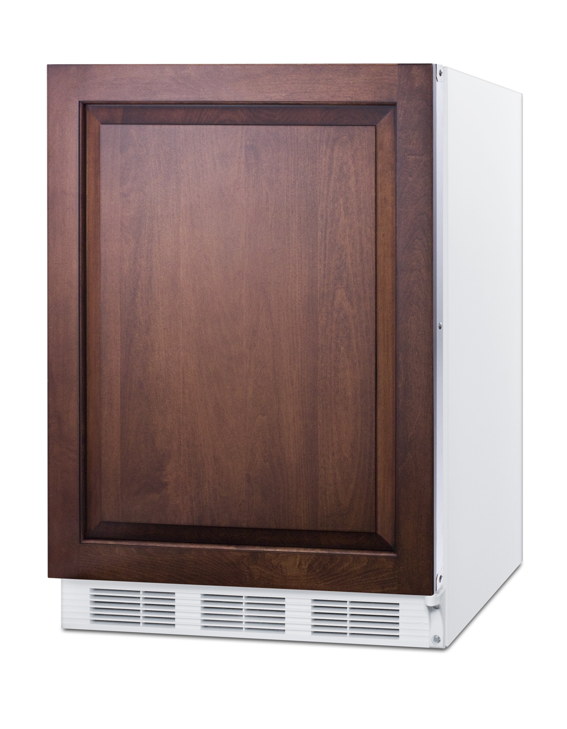 Built-in undercounter refrigerator-freezer for residential use, cycle defrost with a deluxe interior, panel-ready door, and white cabinet